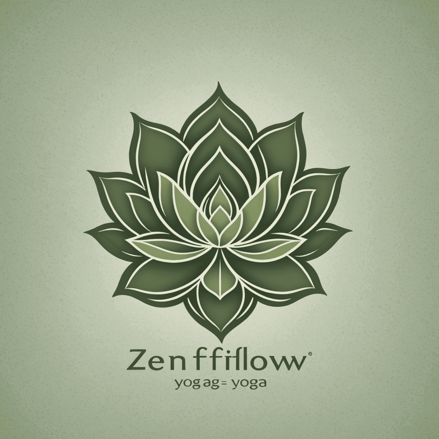 Zenflow Yoga Studio logo featuring a stylized lotus flower in sage green