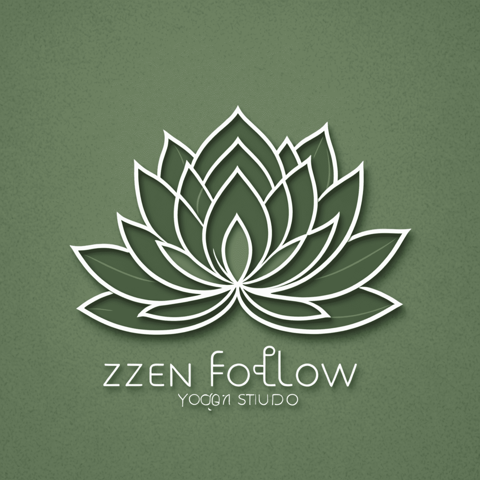 Zenflow Yoga Studio logo featuring a stylized lotus flower in sage green