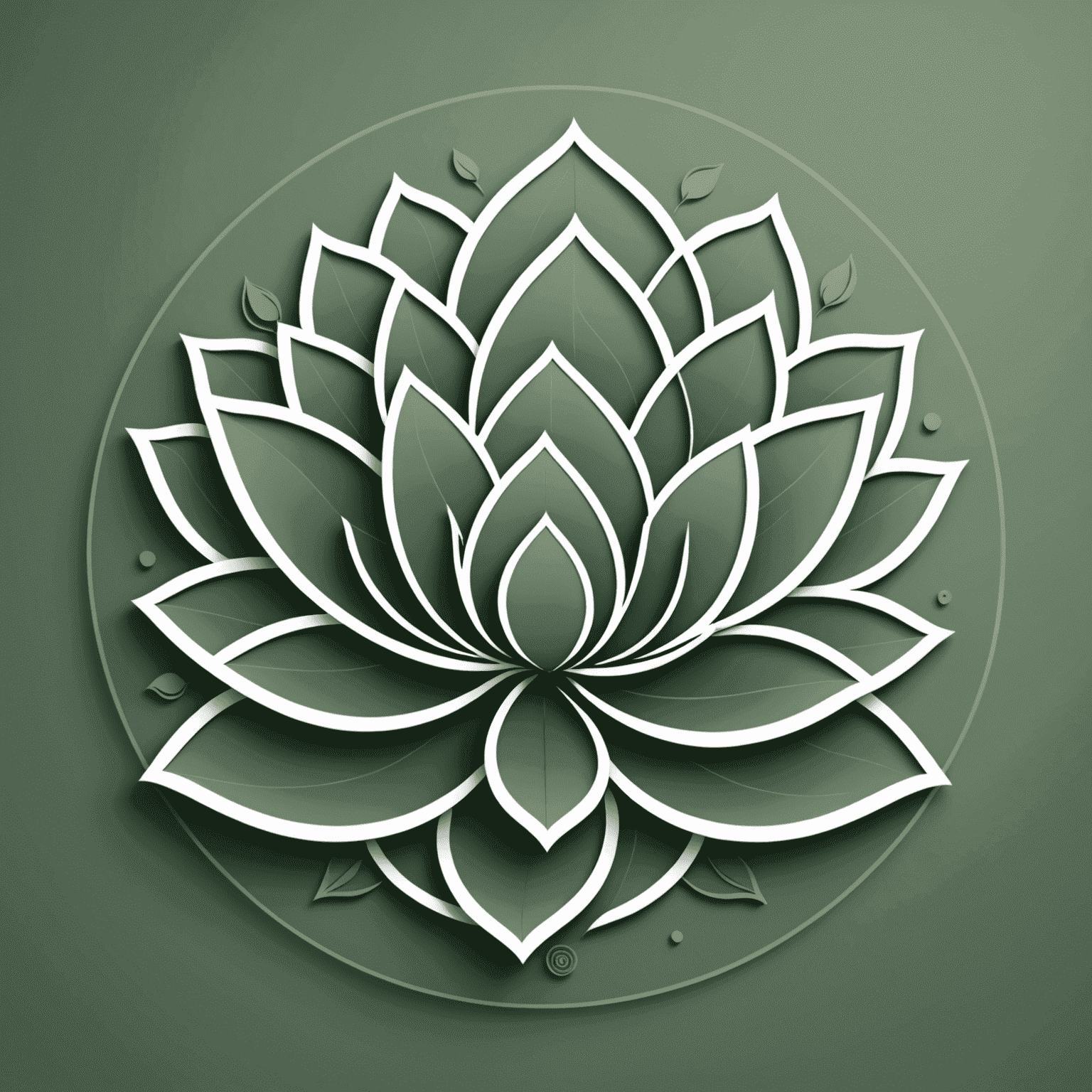 Zenflow Yoga Studio logo featuring a stylized lotus flower in sage green