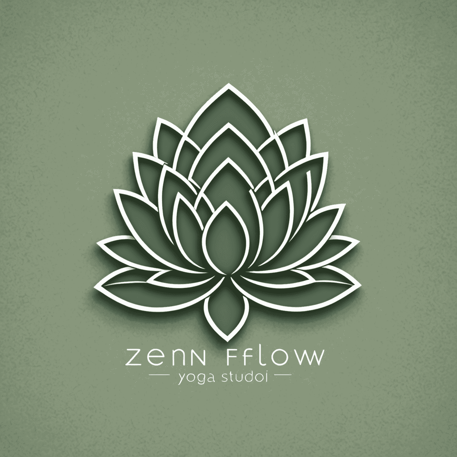 Zenflow Yoga Studio logo featuring a stylized lotus flower in sage green