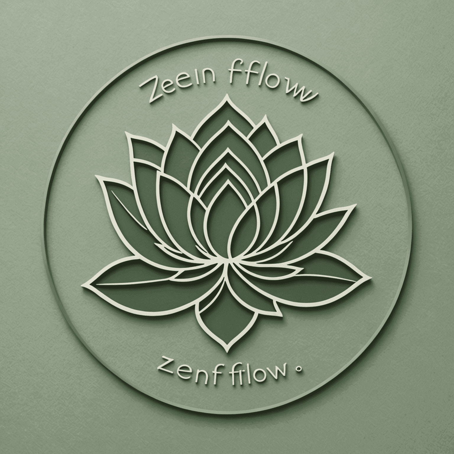 Zenflow Yoga Studio logo featuring a stylized lotus flower in sage green